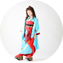 個性的なコーディネートの七五三写真